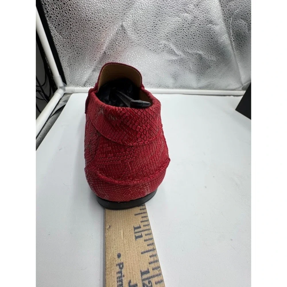 Versace Medusa Driver Loafers‎ Red Python Print Nubuck Mens US 7.5 EU 39 NIB